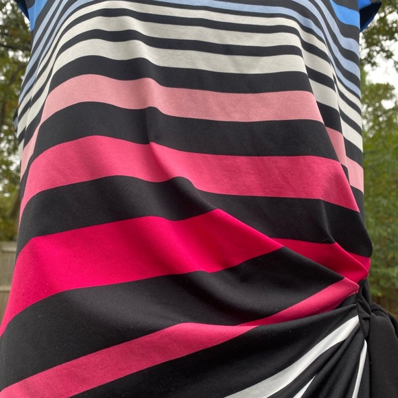 Vintage R&K Originals Colorful Striped Ruched Tie Dress - Picture 4 of 10